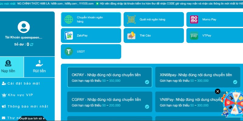 Chọn đúng kênh thanh toán mà hệ thống có hỗ trợ