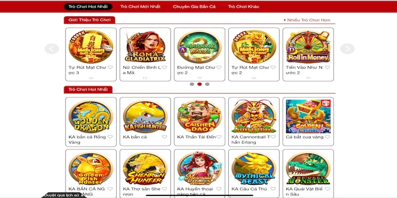 Hàng loạt tựa game bắn cá hay tại sảnh KA