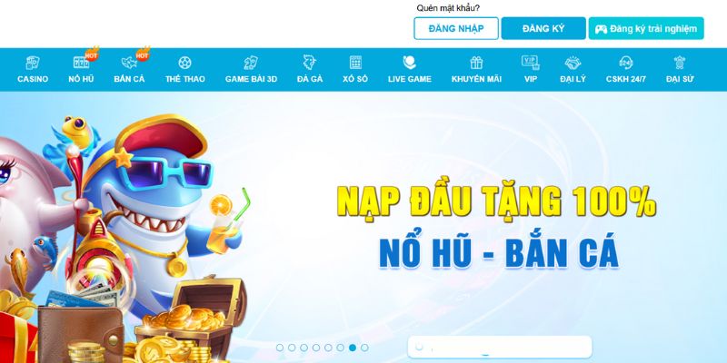 Mở tài khoản ngay tại website chính thức của sân chơi